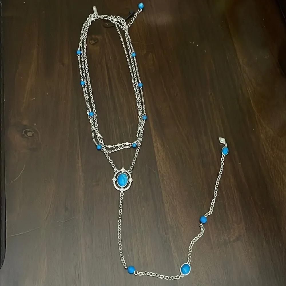 White House Black Market Semiprecious Blue Howlite Y Nacklace